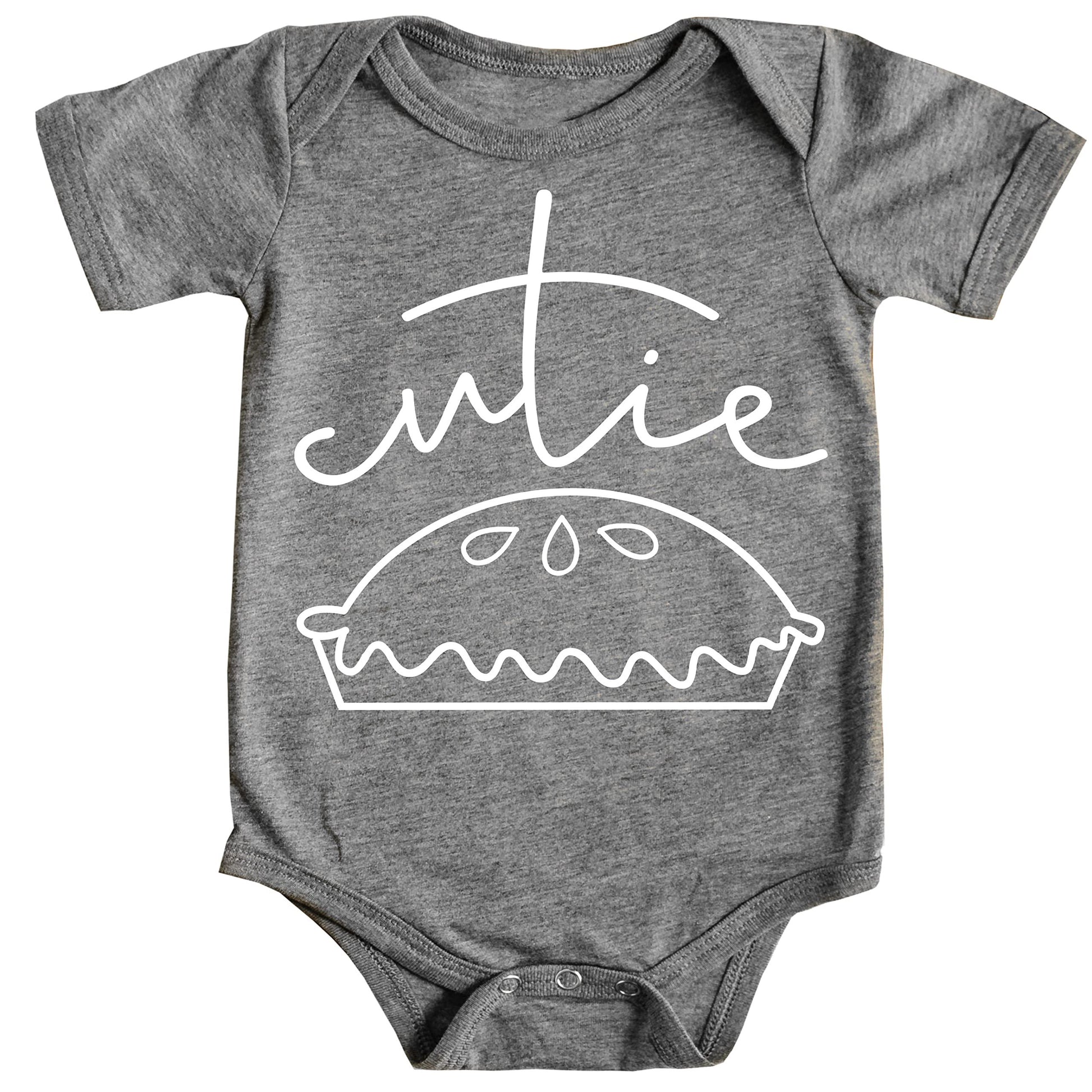 Baby wearing Cutie Pie vintage royal blue bodysuit, full outfit view
