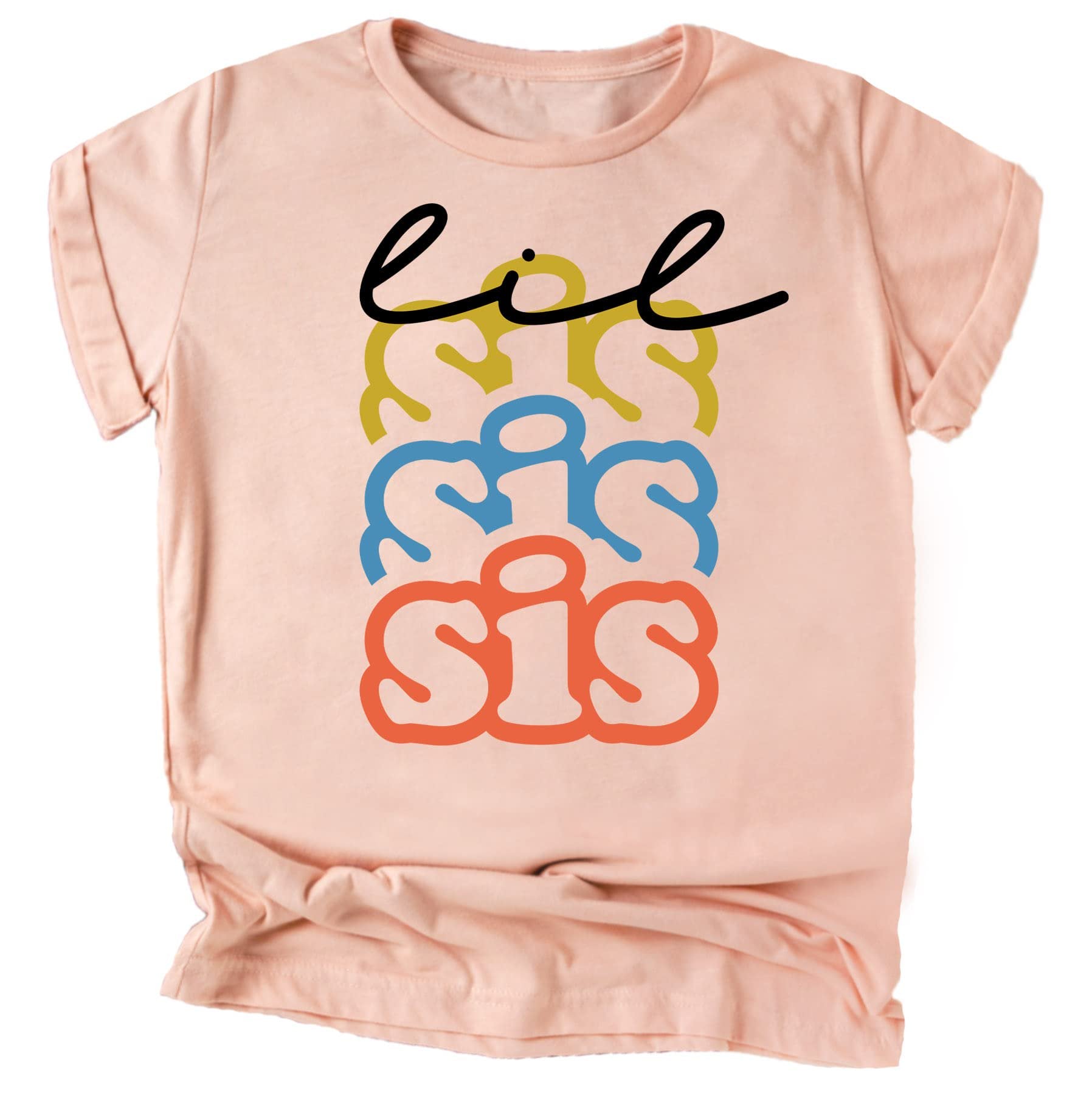 Little Sister shirt and bodysuit sibling reveal outfit for girls, fun colorful design