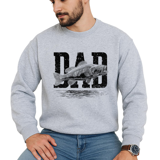 Dad Fish fishing-themed sweatshirt styled casually, great gift for fisherman dads