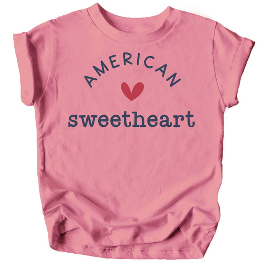 American Sweetheart Heart 4th of July Baby and Toddler Youth Girls Shirts