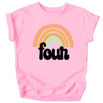 Four Retro Rainbow Birthday Shirts for Toddler Girls 4th Birthday Outfits Purple Shirt
