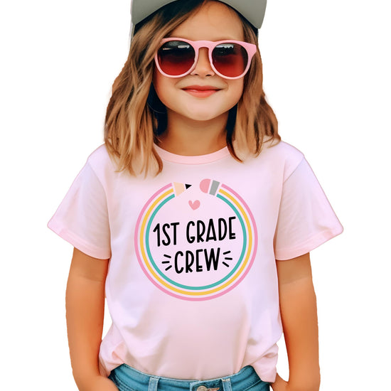 Close-up of high-quality pencil graphic print on kids back to school tee