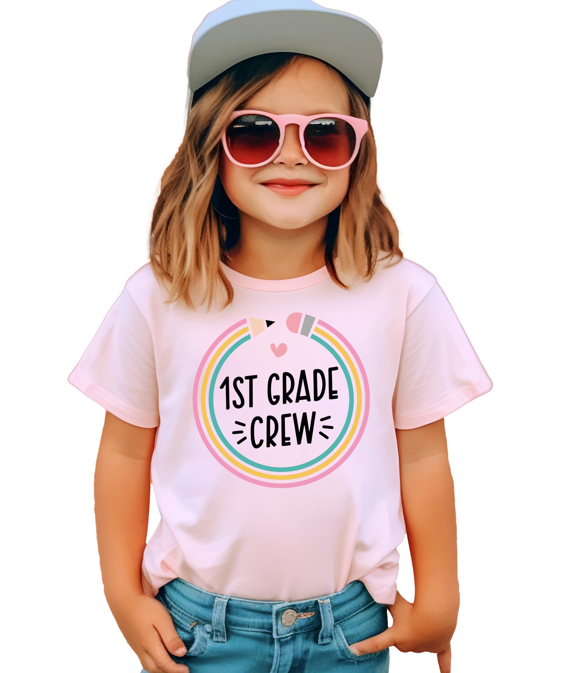 Close-up of high-quality pencil graphic print on kids back to school tee