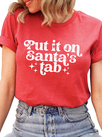 Put It On Santas Tab Funny Christmas Shirt for Women Vintage Red Shirt Adult 2XL