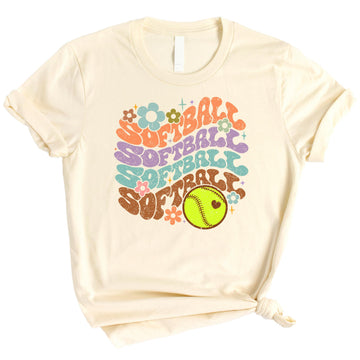 Groovy Softball School Spirit Shirt for Game Day Apparel for Adults and Kids