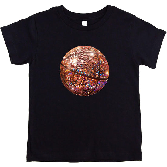 Pink basketball shirt for girls with sparkly glitter-style print, front view