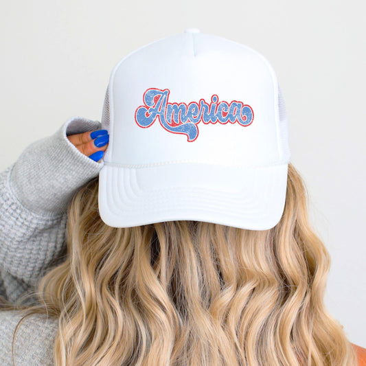 Retro America Trucker Hat for Men, Women & Teens Foam Front Classic 5 Panel Mesh Snap Back