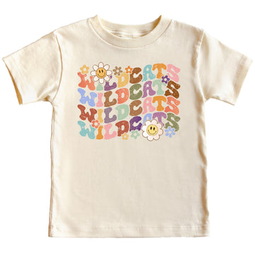 Wildcats Groovy School Spirit Shirt for Game Day Apparel for Adults and Kids Natural Shirt 4T