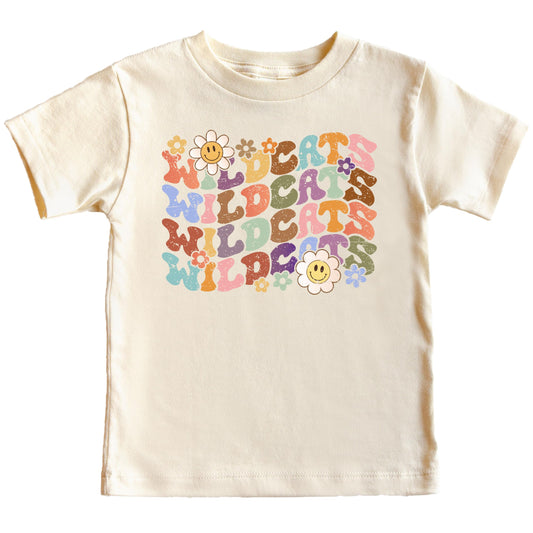 Wildcats Groovy School Spirit Shirt for Game Day Apparel for Adults and Kids Natural Shirt 4T