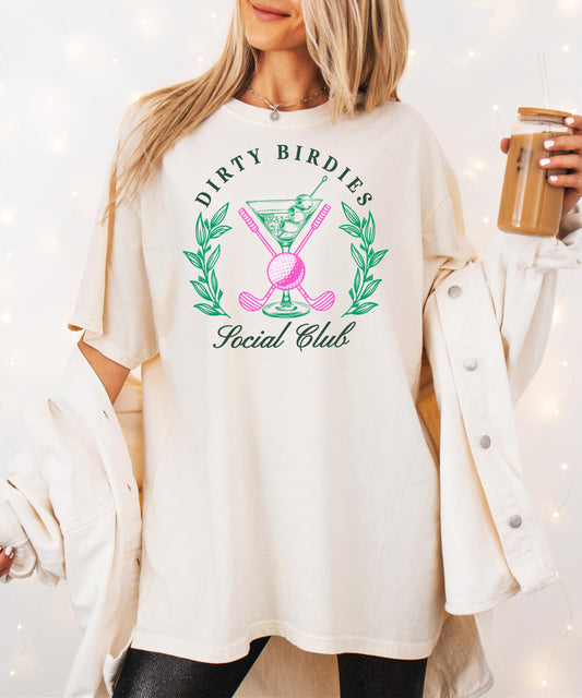 Funny Dirty Birdies Golf Shirt for Women Preppy Martini T-Shirt for Golfer