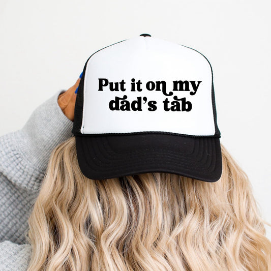 Put it on My Dad's Tab Adjustable Cap for Women and Teens Funny Quote Hat for Daughter