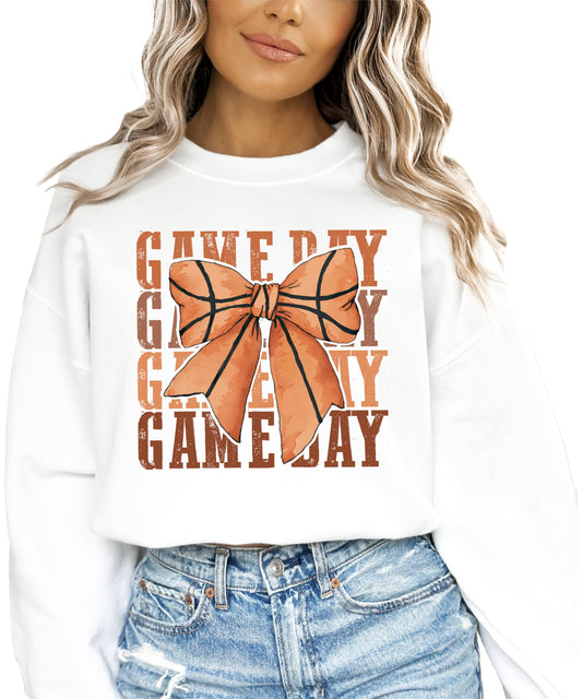 Basketball Game Day Sweatshirt for Women & Teens Trendy Sports Coquette Bow Sweater