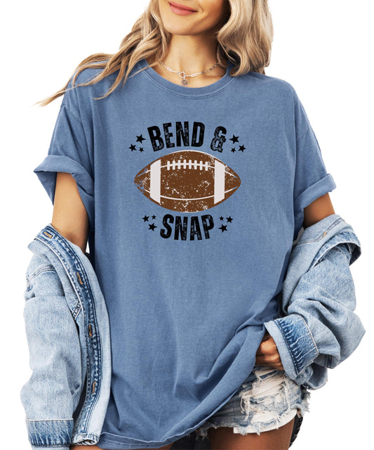 Bend and Snap Distressed Football Graphic Shirt for Women and Teens Funny Fall Sports T-Shirt