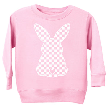 Checkered Bunny Pink Sweatshirt for Toddler Girls Adorable Sweater for Easter Girl Toddler Pink Sweatshirt 3T