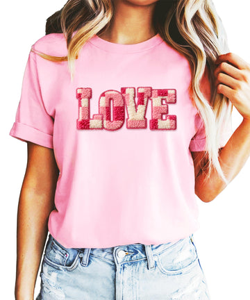 Valentine's Day Ink-Printed NOT a Yarn Patch Shirt for Women, Teens & Kids Pink Check Love Tee