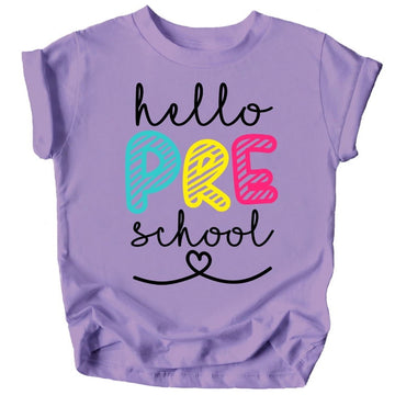 Olive Loves Apple Hello Preschool First Day of School Gift Back to School Purple Shirt 4T