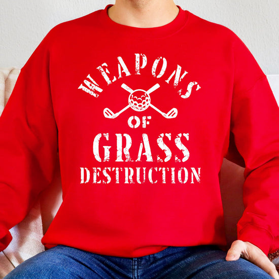Back view of Weapons of Grass Destruction golf sweatshirt in black