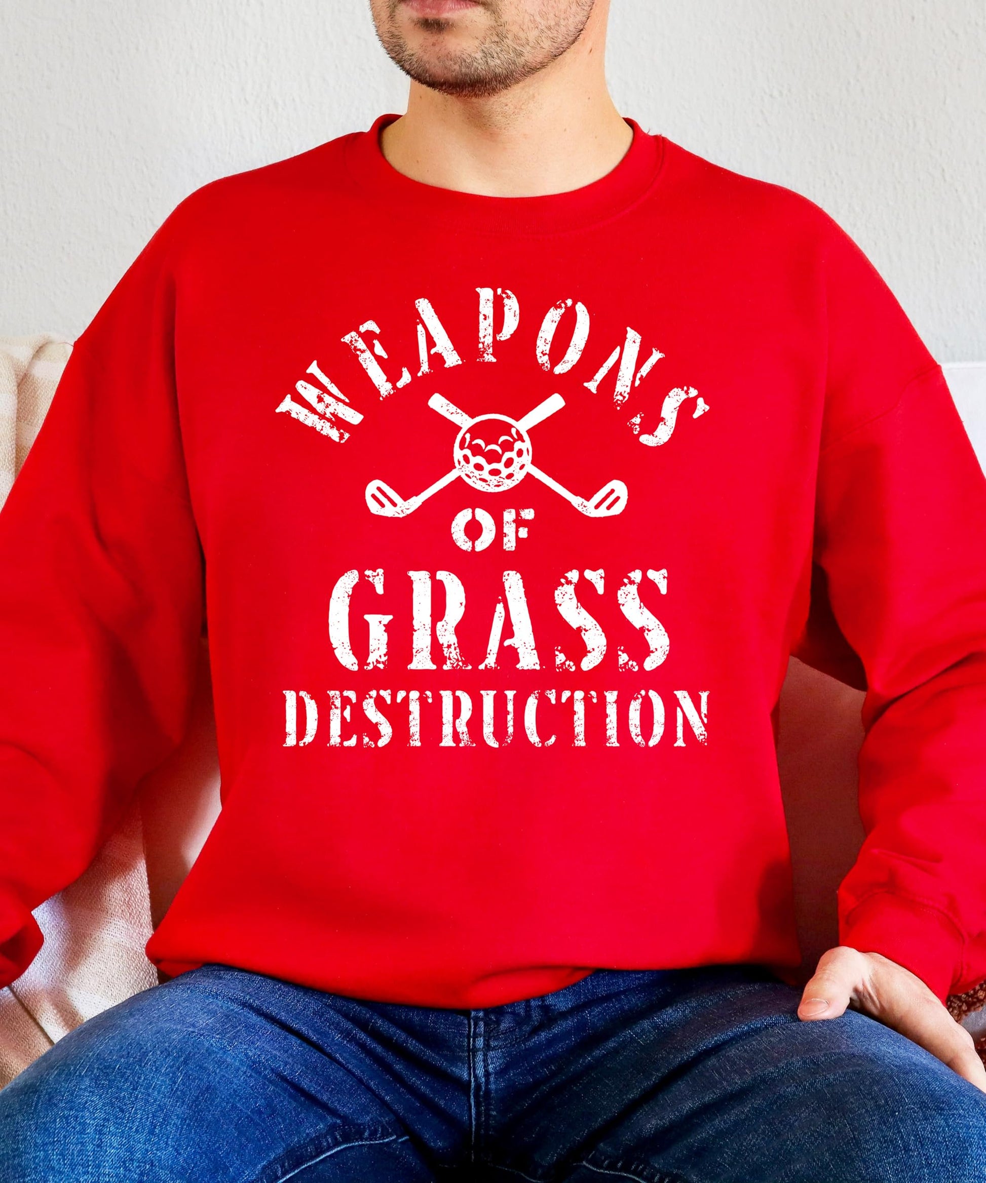Back view of Weapons of Grass Destruction golf sweatshirt in black