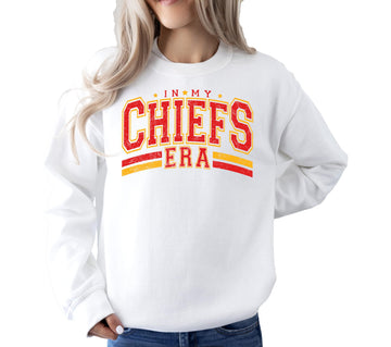 Olive Loves Apple Distressed In My Chiefs Era Sweatshirt School Spirit Apparel for Kids & Adults