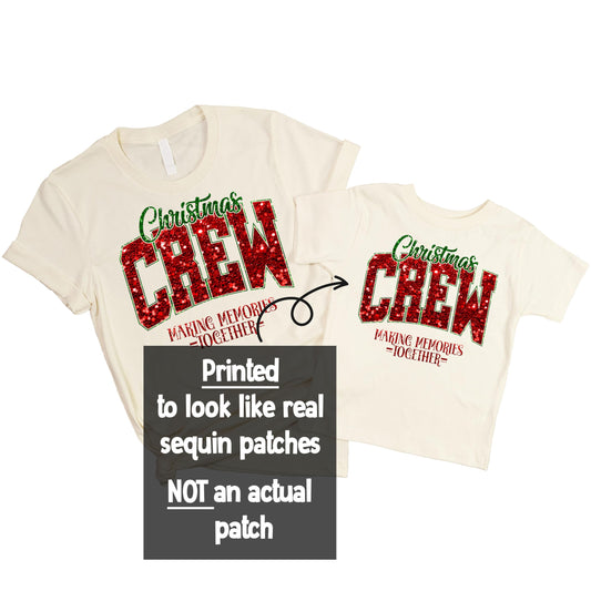 Christmas Crew Making Memories Together Faux Glitter Tee