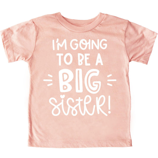 Purple raglan tee with 'I'm Going to Be a Big Sister' graphic print for girls