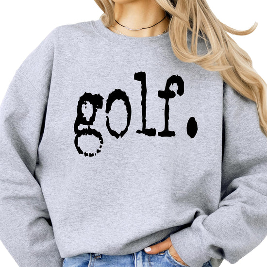 Side or back view of Olive Loves Apple golf pullover sweatshirt for men and women