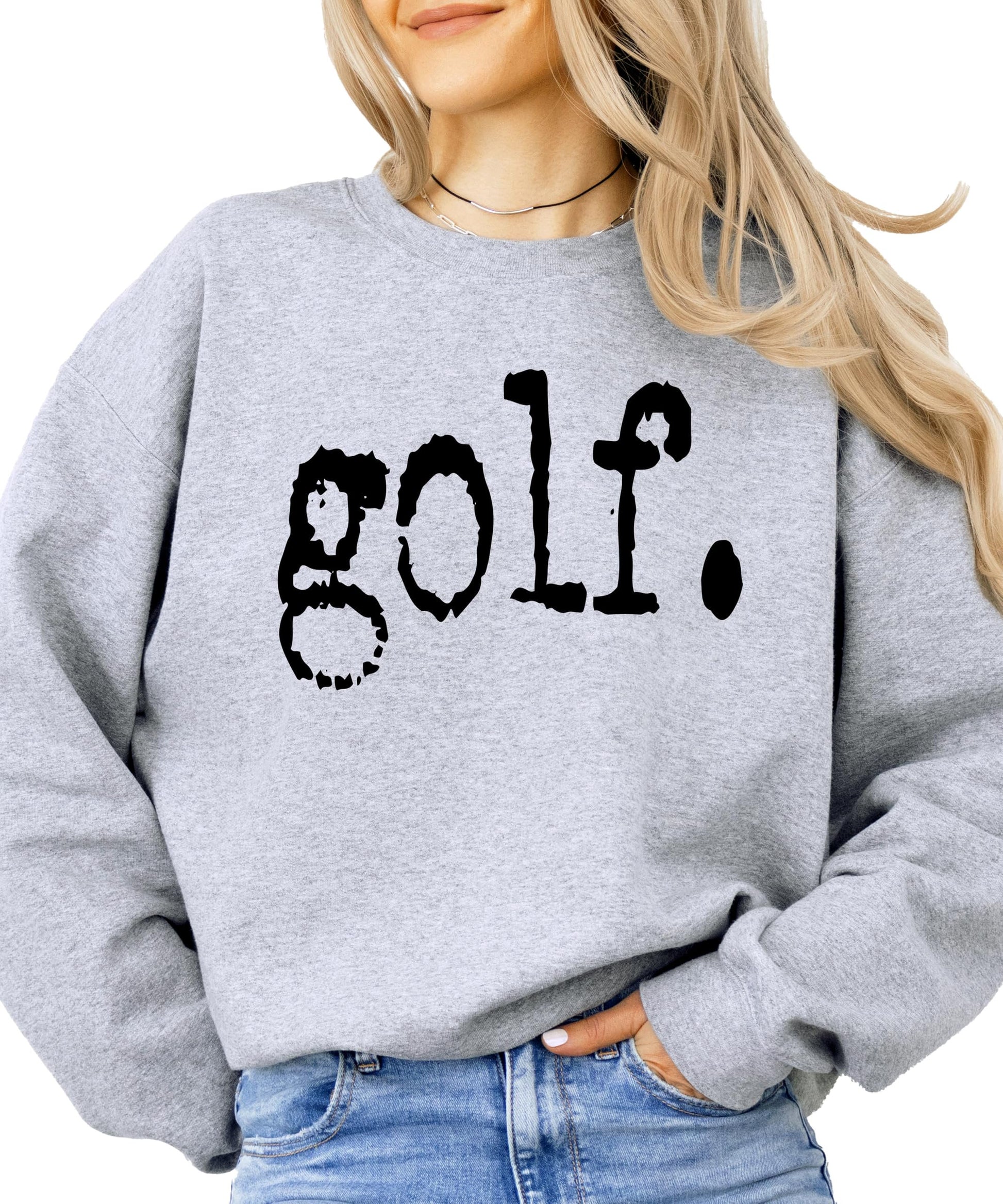 Side or back view of Olive Loves Apple golf pullover sweatshirt for men and women