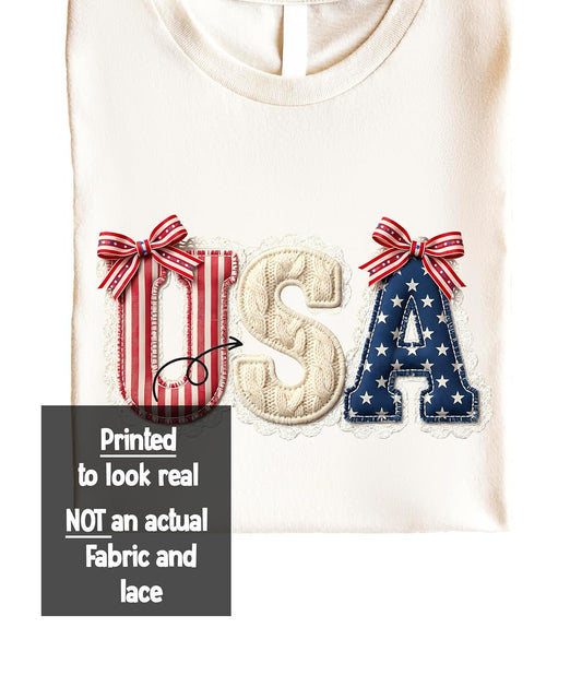 USA Coquette Bow Shirt | 4th of July Women's & Girls' Tee