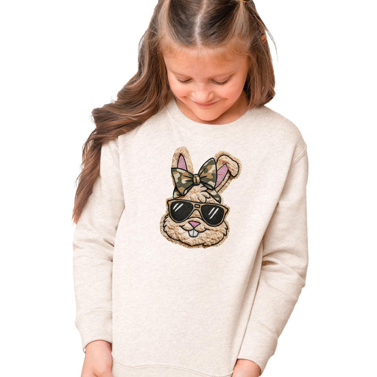 Girls Easter bunny sweatshirt styled for spring holiday photos