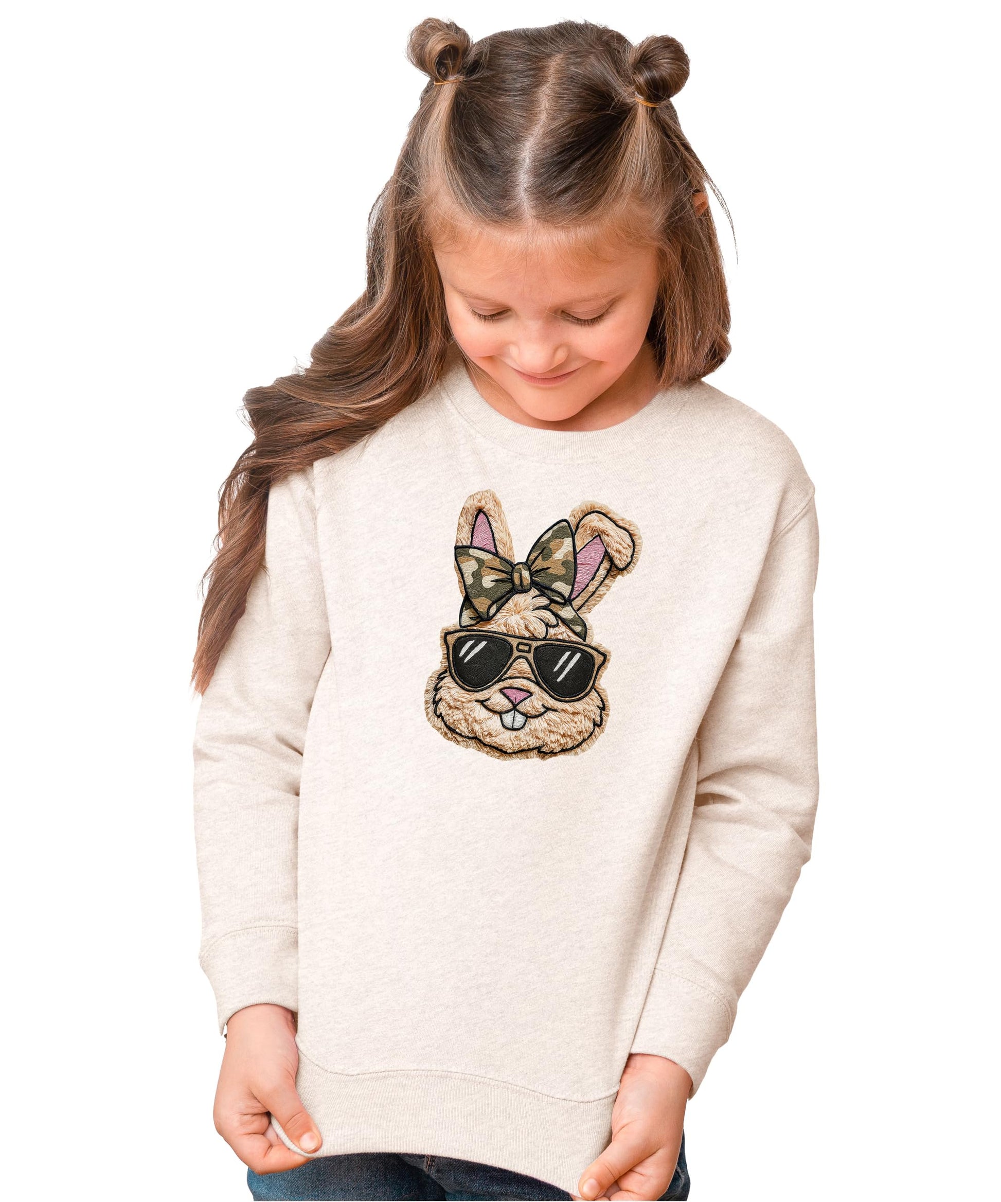 Girls Easter bunny sweatshirt styled for spring holiday photos