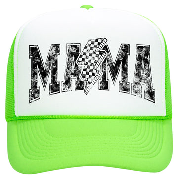 MAMA Lightning Bolt Trendy Distressed Classic 5 Panel Mesh Snap Back Trucker Hat