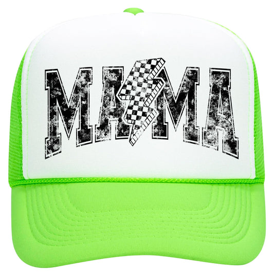 MAMA Lightning Bolt Trendy Distressed Classic 5 Panel Mesh Snap Back Trucker Hat