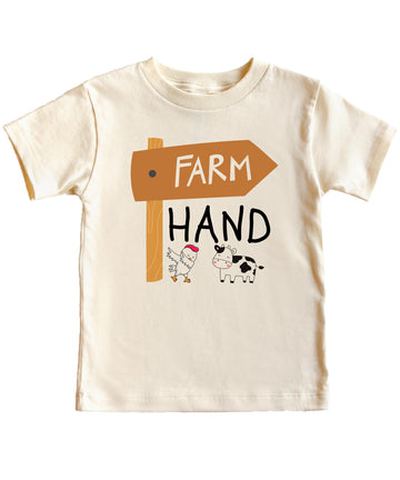 Kids wearing funny farm animal graphic tee with cow and chicken design, casual everyday style
