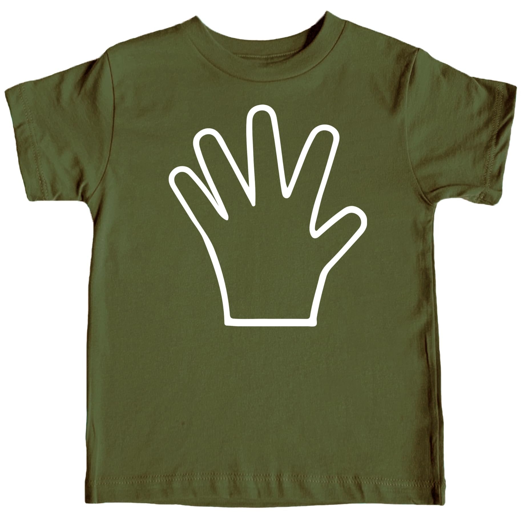 Kids granite heather t-shirt with five-finger hand graphic for 5th birthday outfit