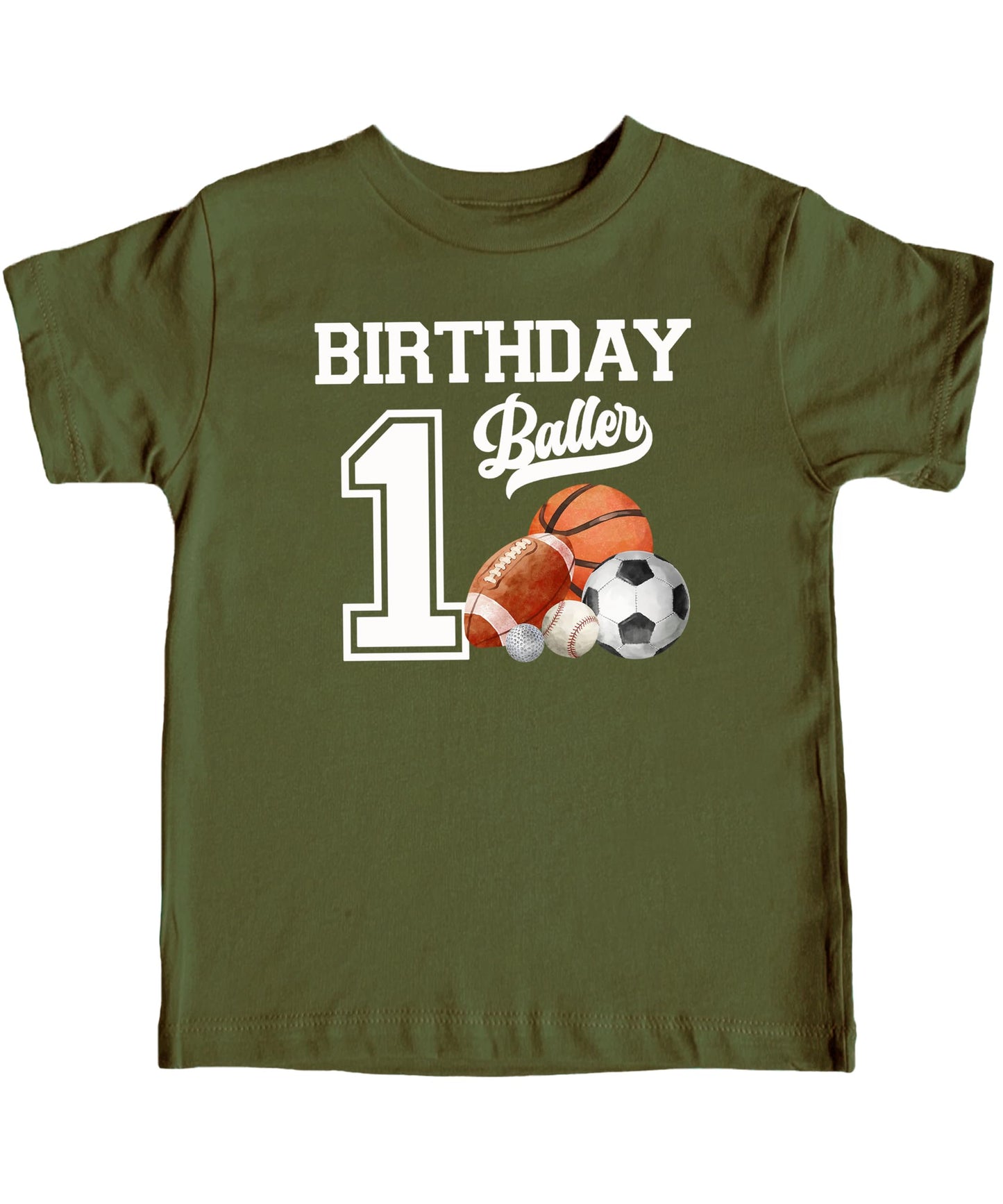 1st Birthday Baller Shirt for Boys Sports Theme Party T-Shirt for 1 Year Old