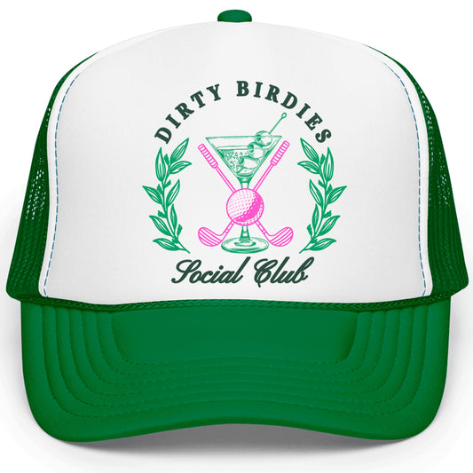 Dirty Birdies Social Club Funny Golf Women's Classic 5 Panel Mesh Snap Back Trucker Hat