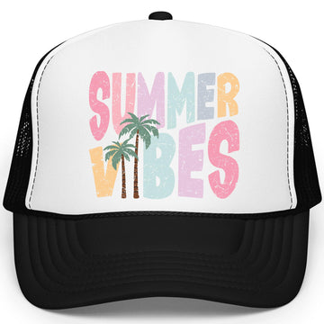Olive Loves Apple Summer Vibes Palm Tree Classic 5 Panel Mesh Foam Front Snapback