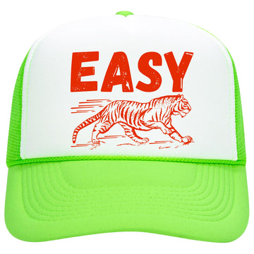 Easy Tiger Red Trucker Hat Funny Tiger Graphic Adult Foam Front Classic 5 Panel Mesh Snapback