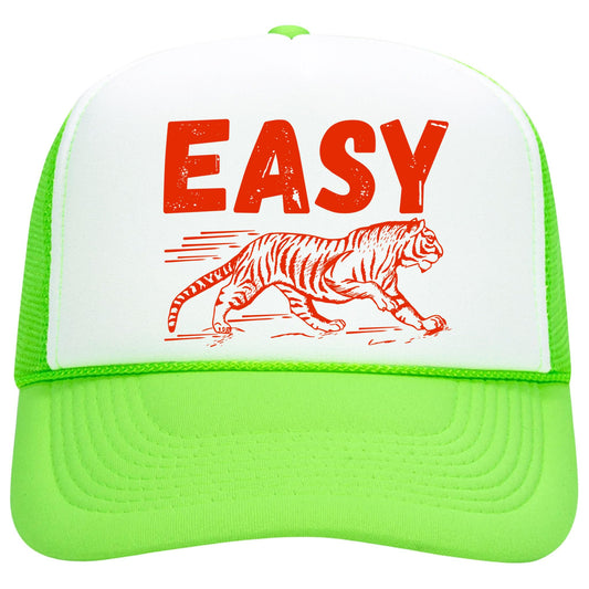 Easy Tiger Red Trucker Hat Funny Tiger Graphic Adult Foam Front Classic 5 Panel Mesh Snapback