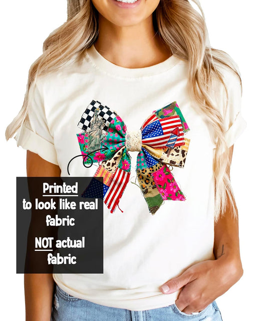 Patriotic Bow 4th of July Shirt - Vintage Americana Family Matching Tee