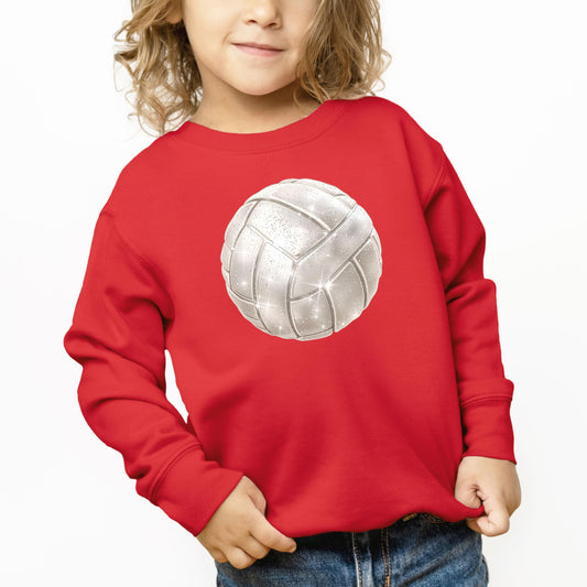 Volleyball Faux Glitter Sweatshirt for Girls Trendy Girly Volleyball Fan Pullover