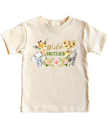 Wild One Birthday Girl Shirt Safari Animal Matching Family Party Tee for Mom Dad Bro Sis -Sold Individually