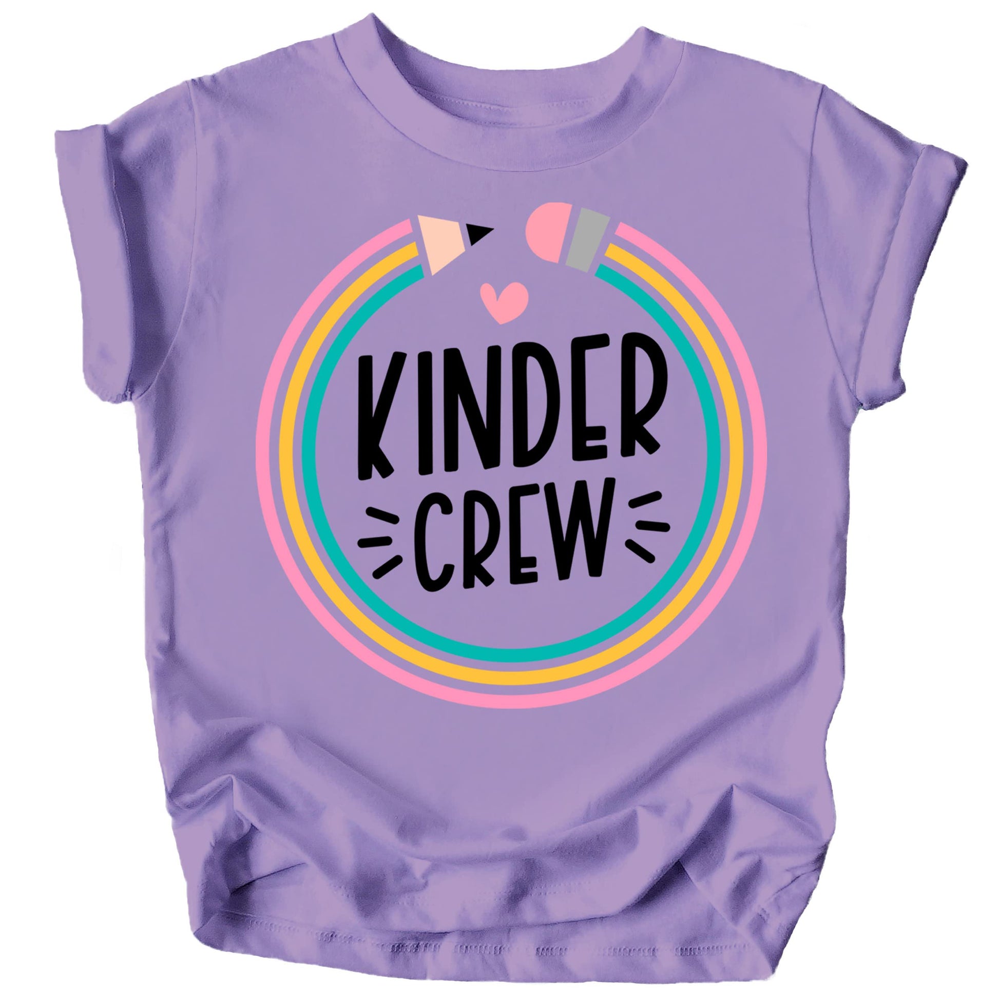 Pink kids pencil graphic tee displayed for back to school gifting