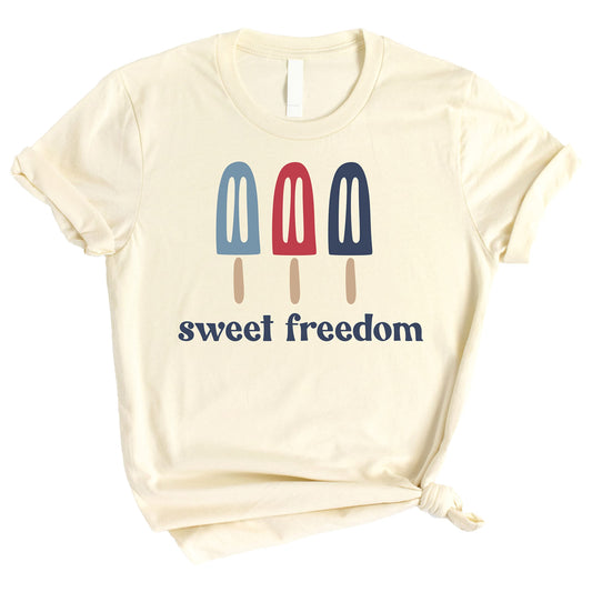 Sweet Freedom Popsicle graphic detail showing red white blue popsicle with stars design