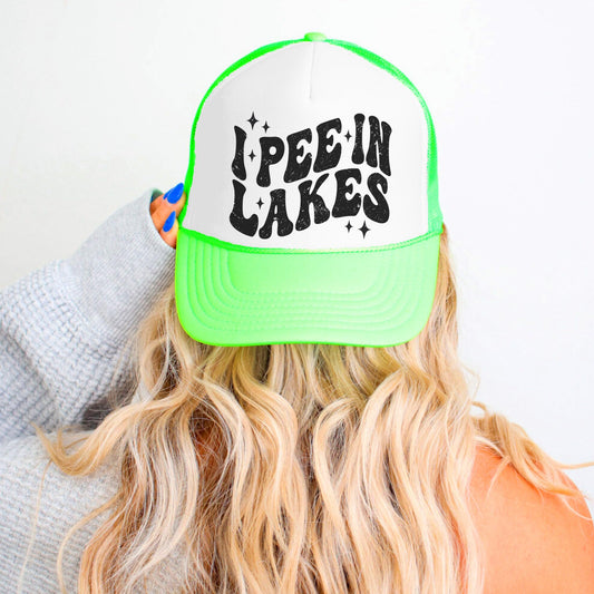 I Pee in Lakes Funny Classic 5 Panel Mesh Snap Back Trucker Hat