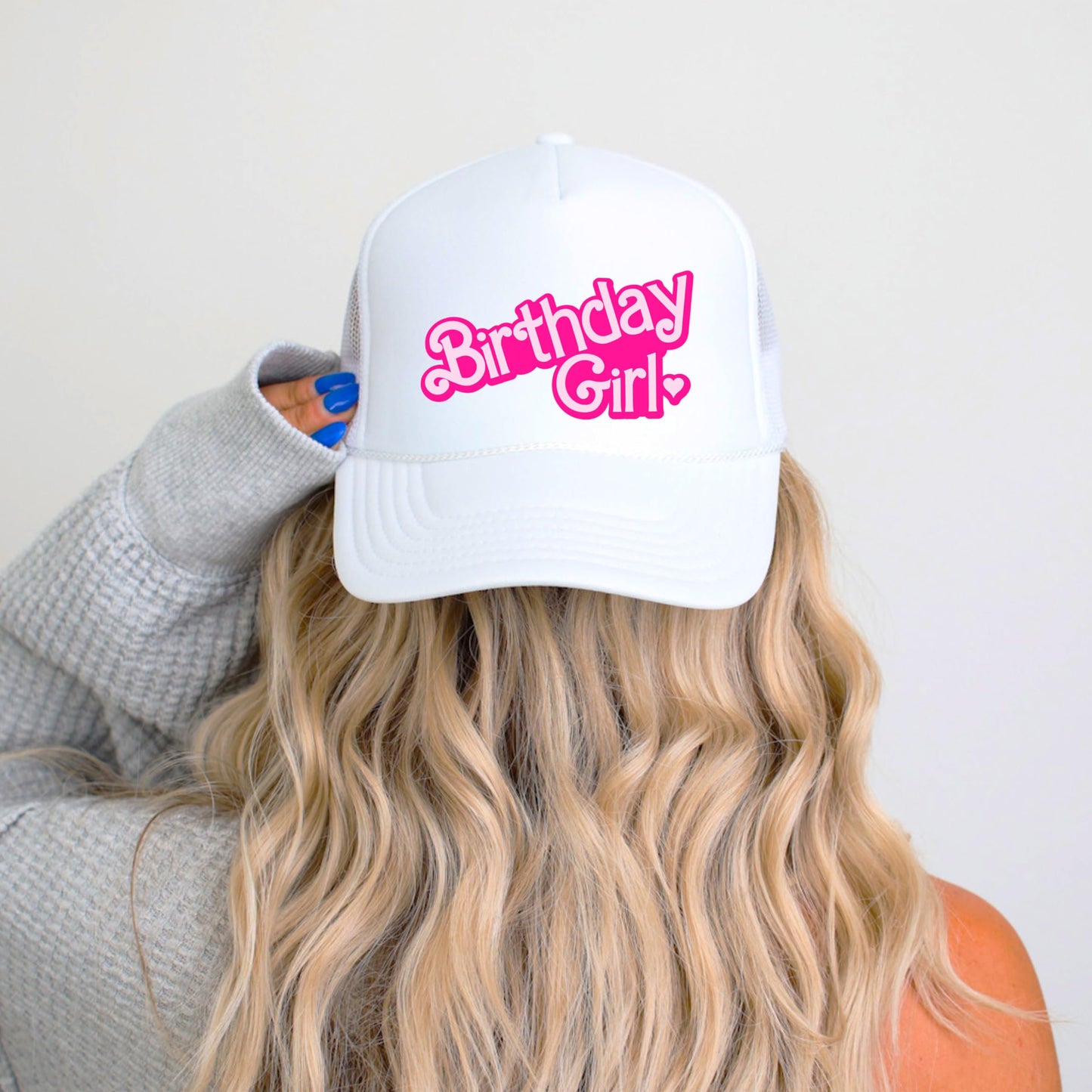 Birthday Girl Heart Hat for Women and Teens Trendy Pink Girly Adult Classic 5 Panel Mesh Snapback