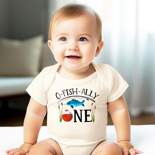 O-Fish-Ally ONE Boys 1st Birthday Bodysuit - Fishing Theme Baby Boy