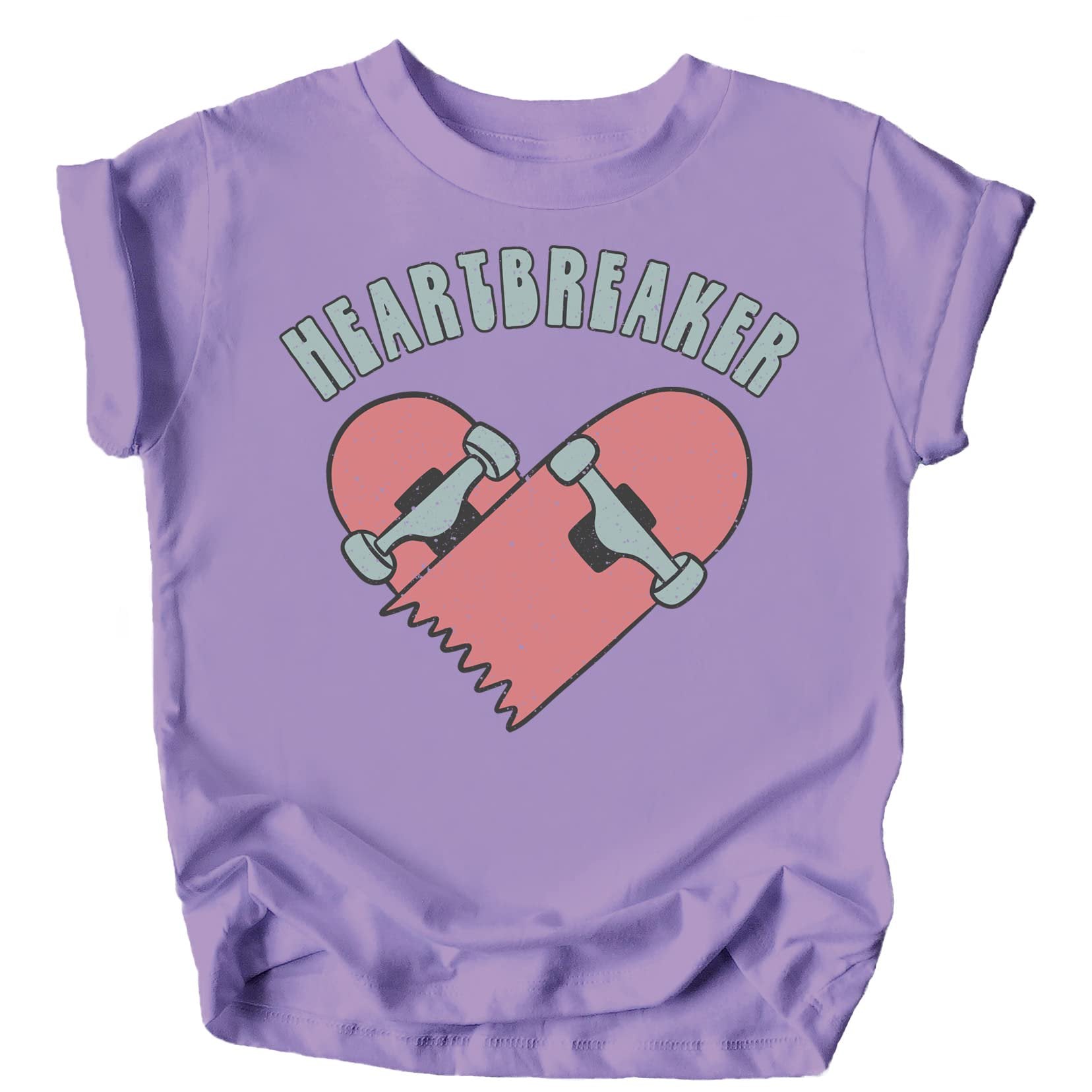 Adult and toddler matching Heartbreaker Valentine's Day shirts in vintage hot pink