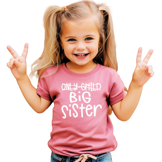 Olive Loves Apple Only Child to Big Sister Sibling Announcement Shirts for Baby and Toddler Girls Sibling Outfits