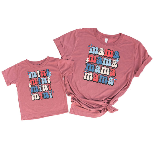 Mommy & Me USA Patriotic Mama Mini 4th of July Shirts for Matching Outfits